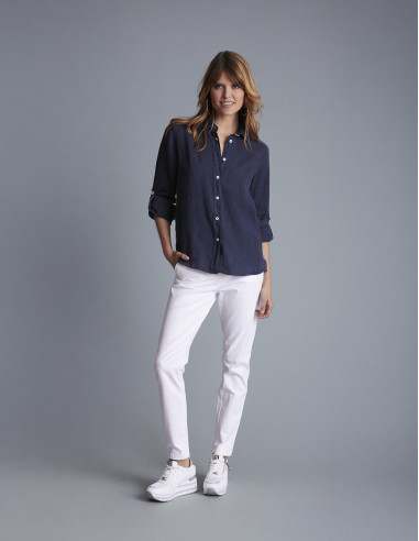 Chemise en lin CARAMY Bleu marine
