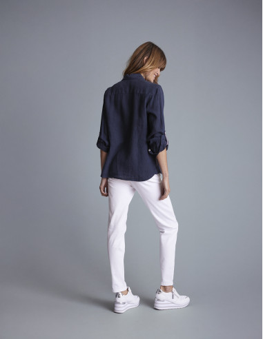 Chemise en lin CARAMY Bleu marine