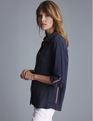 Chemise en lin CARAMY Bleu marine