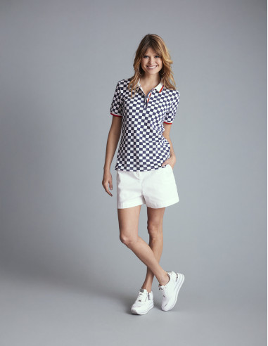 Polo damiers LABRICOTIER Bleu marine