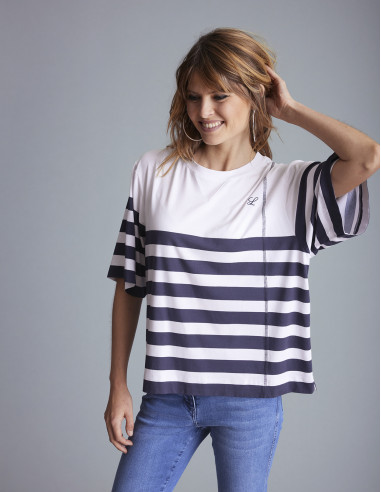 T-shirt à rayures LITTORAL Bleu marine