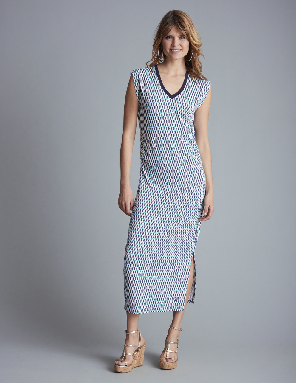 Robe à motifs ROCHELAIS Bleu