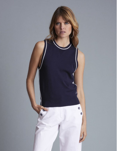 Débardeur en maille TREMBLET Bleu marine