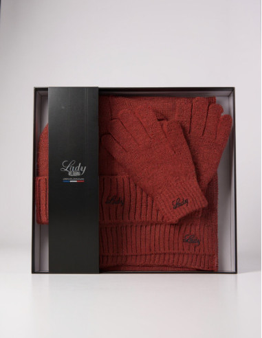 Coffret écharpe bonnet ga Grenat