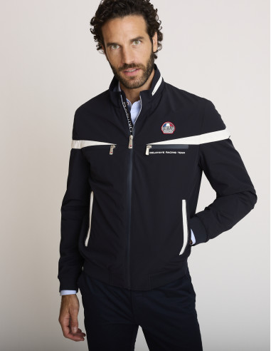 Giacca elasticizzata con zip blu navy...