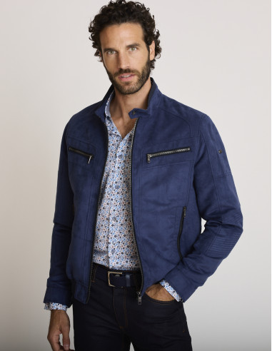 Chaqueta de ante azul BELLATRIX