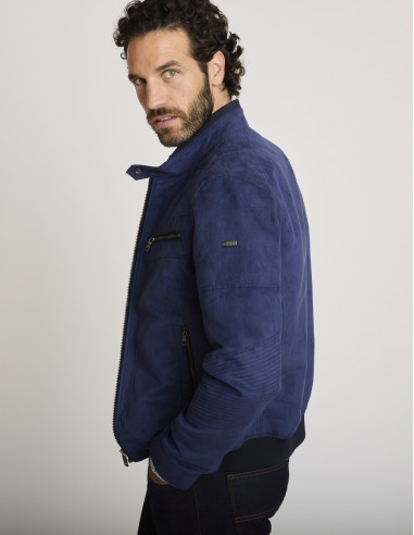 Chaqueta de ante azul BELLATRIX