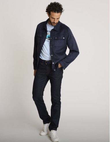 Blouson effet daim bleu marine BIBHA
