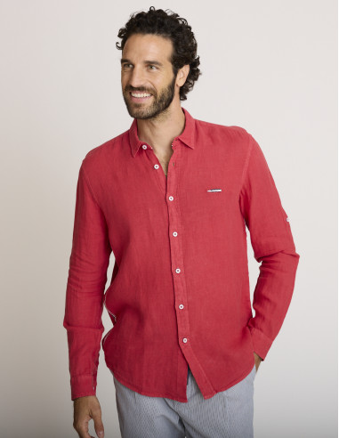 Chemise légère en lin rouge CAGAYAN