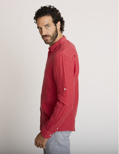 Camisa ligera de lino rojo CAGAYAN