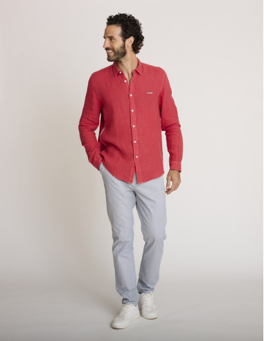 Camicia leggera in lino rosso CAGAYAN