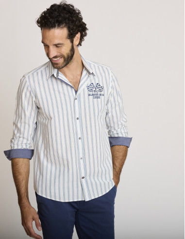 Camisa de algodón a rayas beige CEGINUS