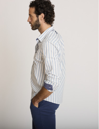 Camisa de algodón a rayas beige CEGINUS