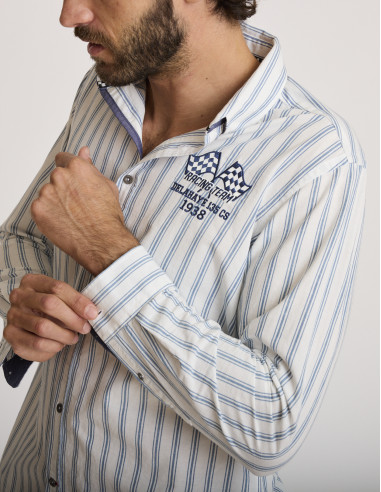 Camisa de algodón a rayas beige CEGINUS