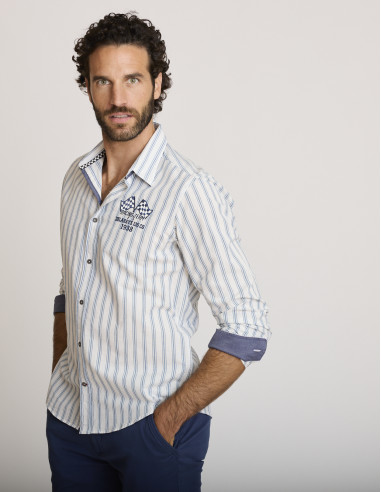 Camisa de algodón a rayas beige CEGINUS