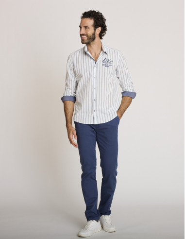 Camisa de algodón a rayas beige CEGINUS