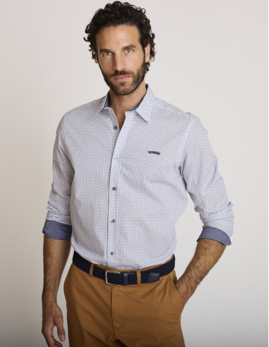 Chemise imprimée en coton bleue CHASON