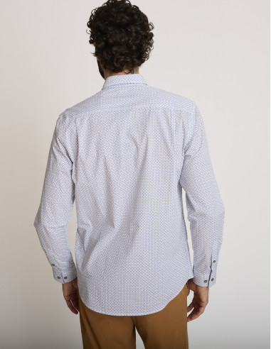 Chemise imprimée en coton bleue CHASON