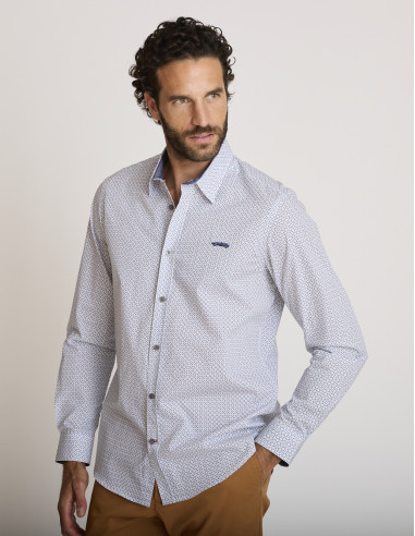 Chemise imprimée en coton bleue CHASON