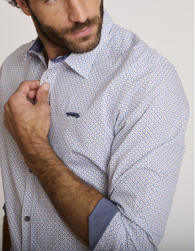Chemise imprimée en coton bleue CHASON