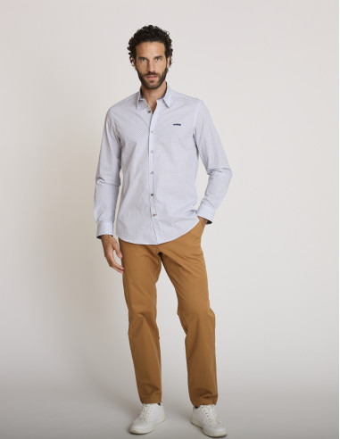 Chemise imprimée en coton bleue CHASON