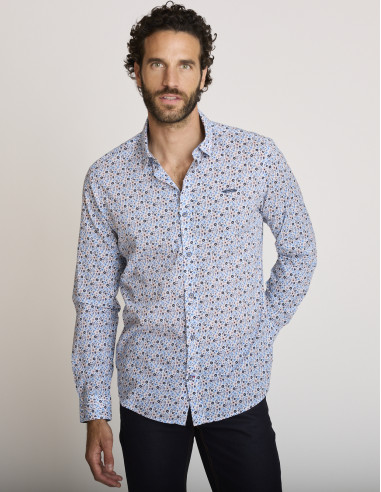Chemise imprimée fleuris bleue CHECHIA