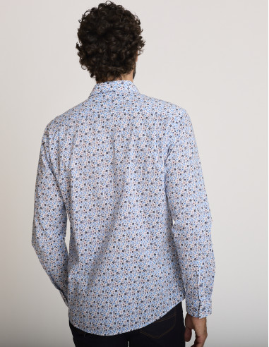 Chemise imprimée fleuris bleue CHECHIA