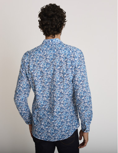 Camisa de algodón estampada azul CHELEB