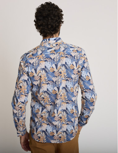 Camicia con motivo tropicale blu CHERTAN