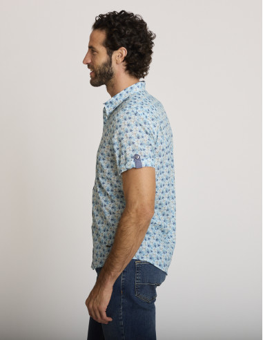 Chemise imprimée en coton bleue...