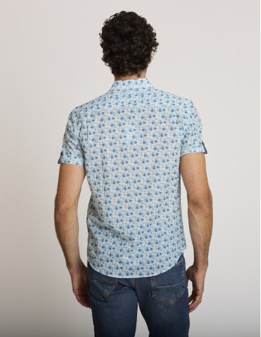 Chemise imprimée en coton bleue...