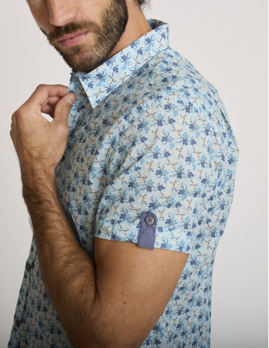 Chemise imprimée en coton bleue...