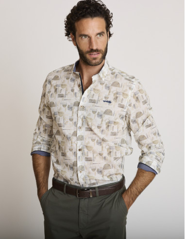 Camisa estampada verde salvia...