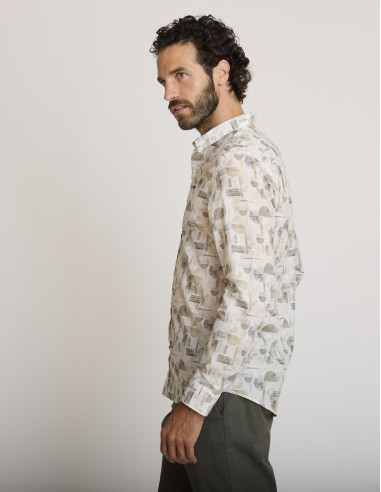 Chemise imprimée verte sauge...