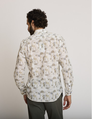 Chemise imprimée verte sauge...