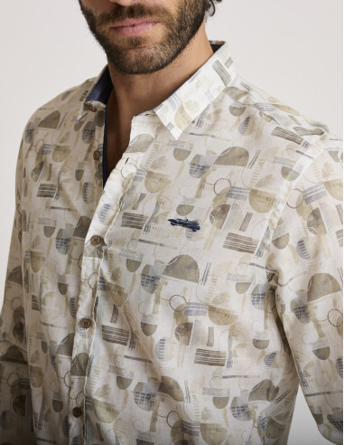 Camisa estampada verde salvia...