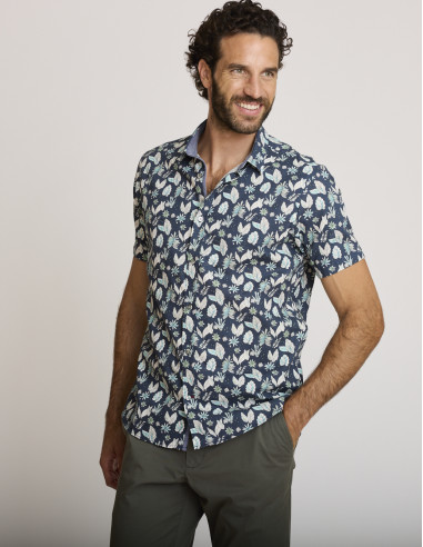 Camicia a maniche corte blu e verde...