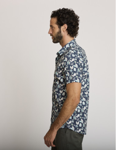 Chemise manches courtes bleue et...