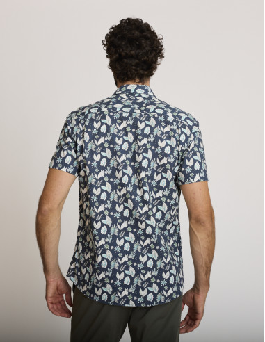 Chemise manches courtes bleue et...
