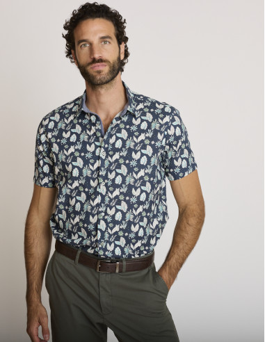 Chemise manches courtes bleue et...