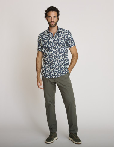 Camicia a maniche corte blu e verde...