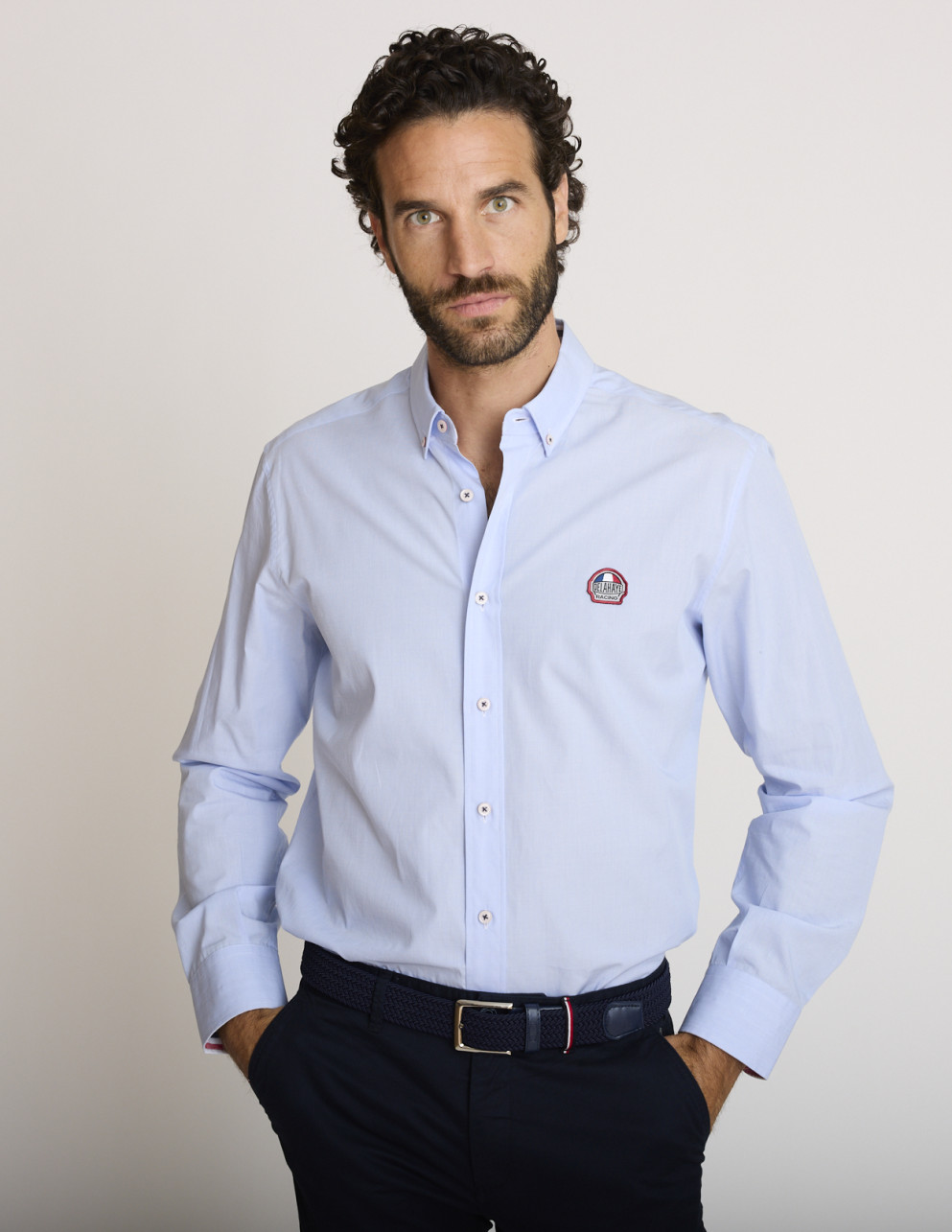 Camicia in cotone blu cielo...