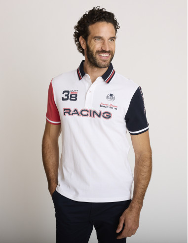 Polo in cotone ricamata bianca LEZAT