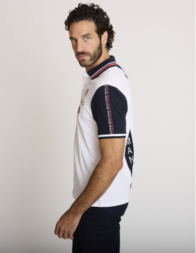 Polo de algodón bordado blanco LEZAT