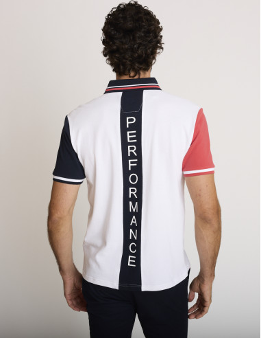 Polo de algodón bordado blanco LEZAT