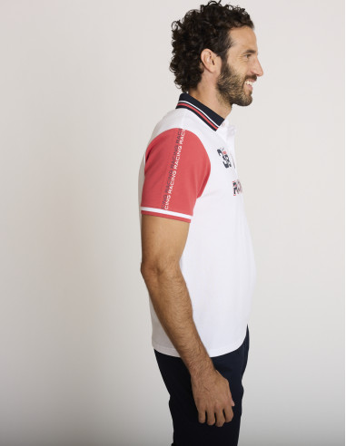 Polo de algodón bordado blanco LEZAT