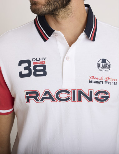 Polo de algodón bordado blanco LEZAT