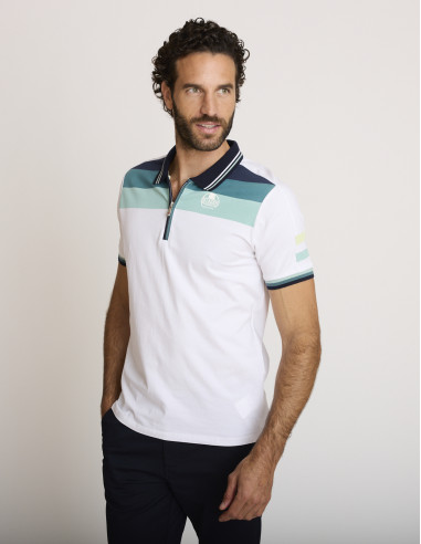 Polo coton ajusté blanc LEMARFIC