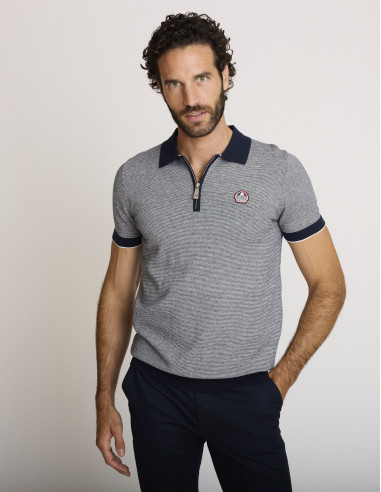 Polo con cremallera azul marino LEMATAR