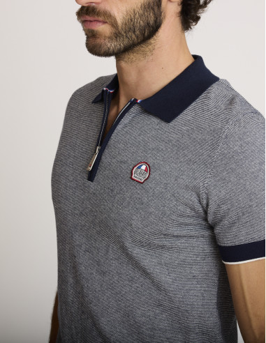 Polo con zip blu navy LEMATAR